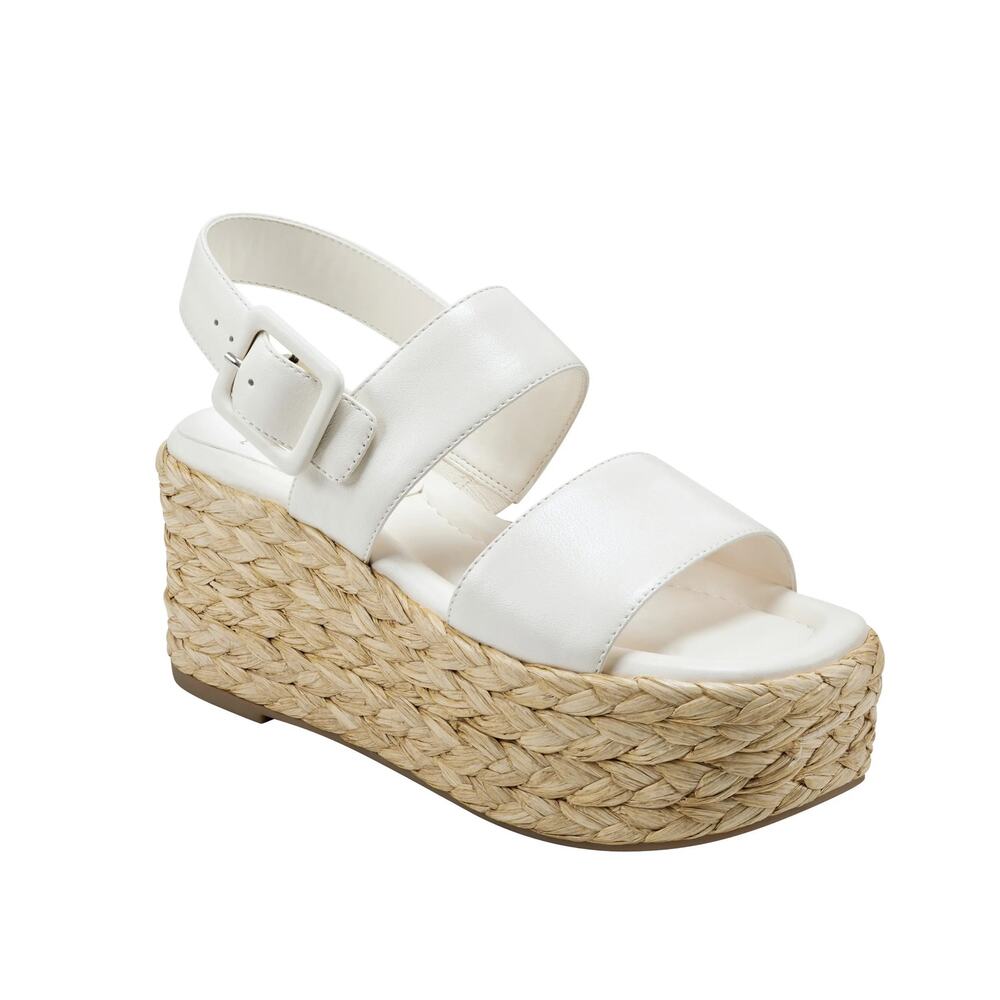 Marc Fisher Patryce Platform Espadrille Sandal in Ivory Leather Women's Size 10